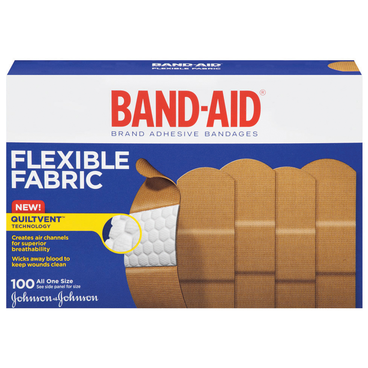 KENVUE BAND-AID® FLEXIBLE FABRIC ADHESIVE BANDAGES Adhesive Bandage Strip, 1" x 3", 100/bx, 12 bx/cs (96 cs/plt) (Continental US+HI Only) Kenvue 004444