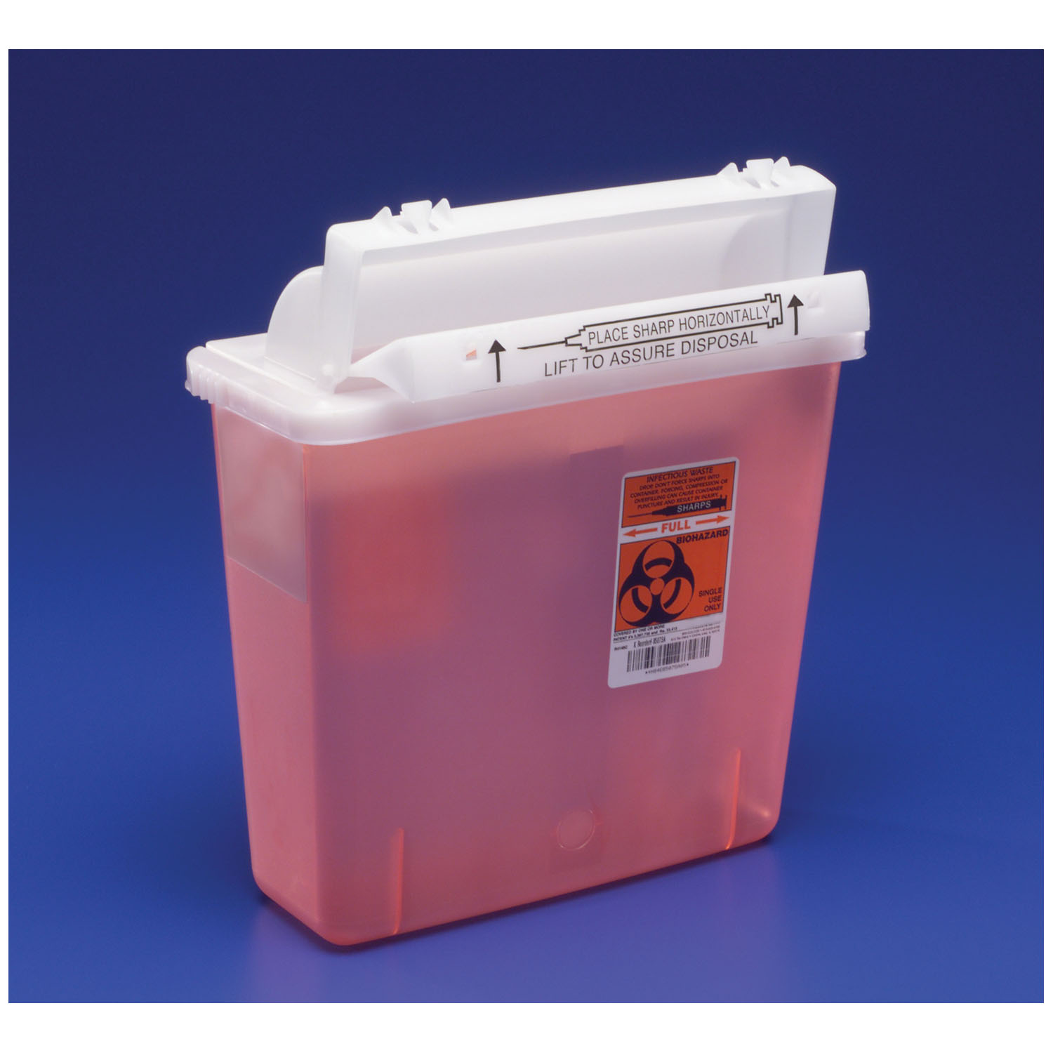 CARDINAL HEALTH SHARPSTAR IN-ROOM SYSTEM WITH SHARPSTAR LIDS IN-ROOM Sharps Container, 5 Qt, Transparent Red, SHARPSTAR Lid & Counter-Balanced Door, 12½"H x 5½"D x 10¾"W, 20/cs (24 cs/plt) (Continental US Only) Cardinal Health 8507SA