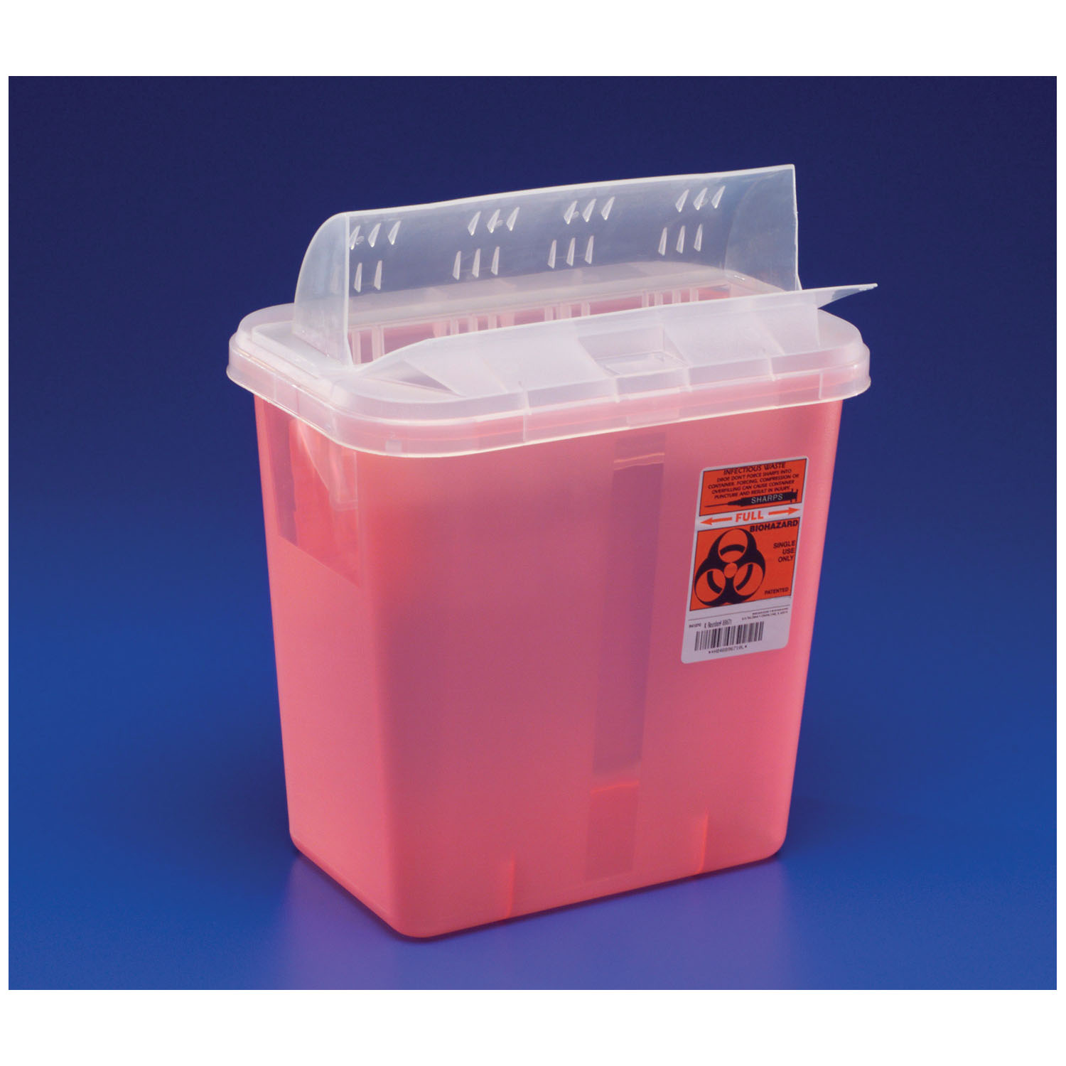 CARDINAL HEALTH IN-ROOM CONTAINERS WITH ALWAYS-OPEN LIDS Sharps Container, Always-Open Lid, 12 Qt, Transparent Red, 16¼"H x 6"D x 13¾"W, 10/cs (Continental US Only) Cardinal Health 85221R