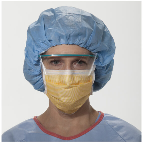 HALYARD FLUIDSHIELD™ FACE MASKS Fog-Free Surgical Mask, Splashguard™ Visor, Orange, 25/pkg, 4 pkg/cs (US Only) O&M Halyard 48237
