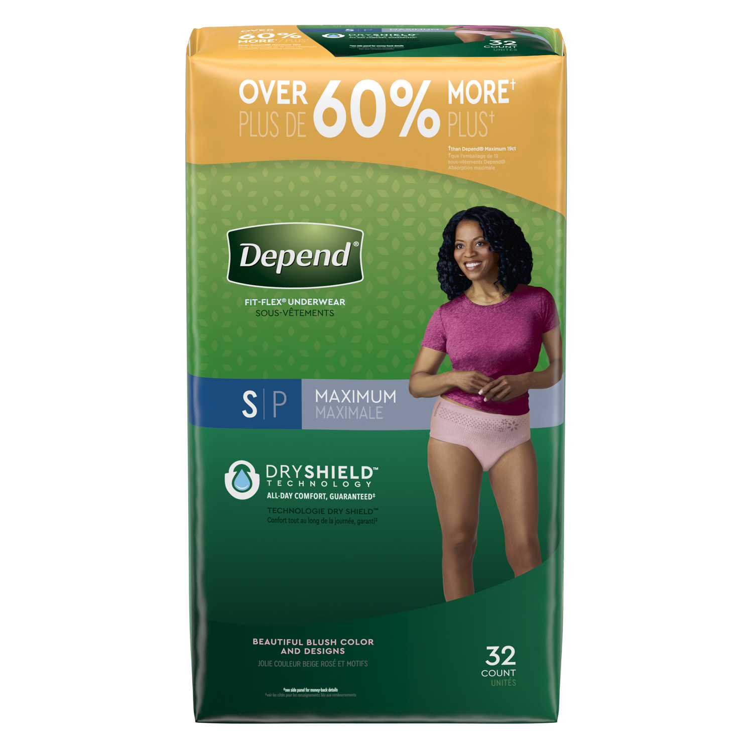 KIMBERLY-CLARK DEPEND® PROTECTIVE UNDERWEAR Underwear, Maximum Absorbency, Small, Women, Blush, 32/pk, 2 pk/cs Kimberly-Clark Consumer 53741