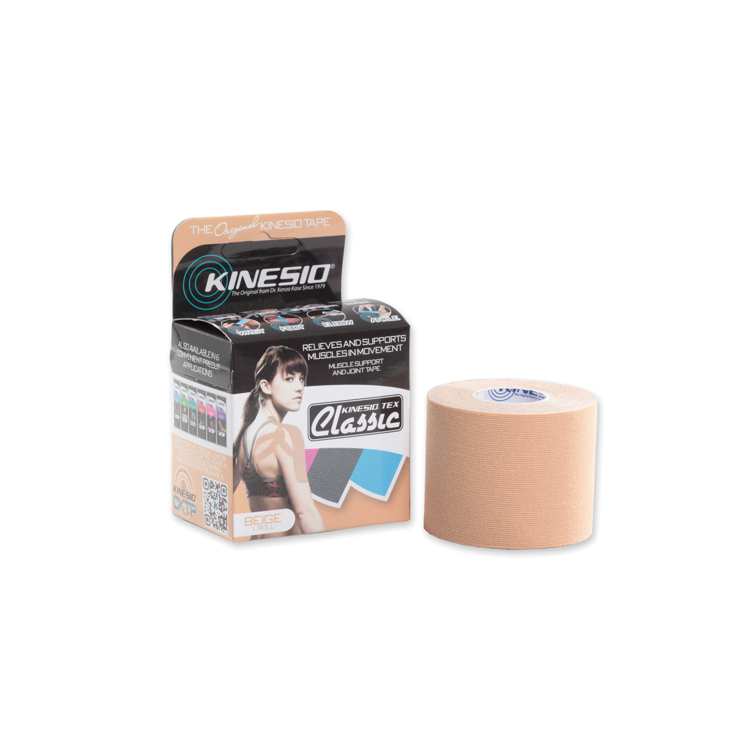 KINESIO TEX CLASSIC TAPE Classic Tape, 2" x 13.1 ft, Beige, 6 rl/bx  (Products cannot be sold on Amazon.com or any other 3rd party platform) (090295) Kinesio Holding Corporation CKT65024