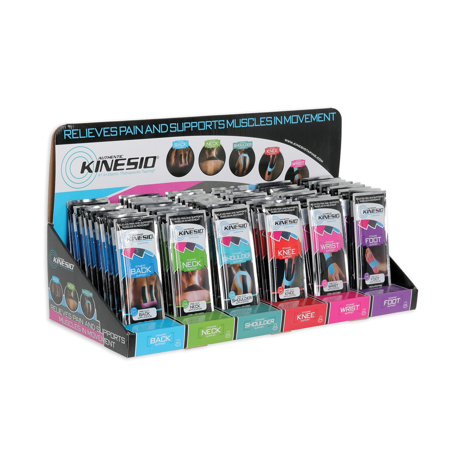 KINESIO TAPE PRE CUTS Pre Cut Starter Set with Display, 10 of ea app/cs  (Products cannot be sold on Amazon.com or any other 3rd party platform) (020797) Kinesio Holding Corporation PCSTARTER1