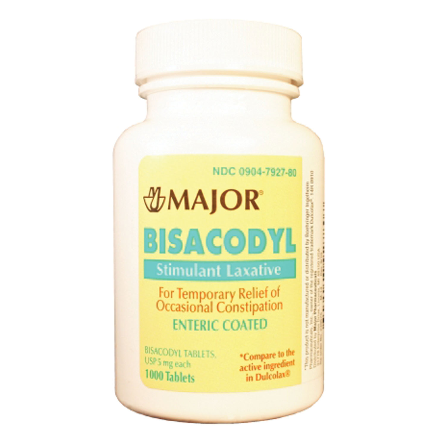 MAJOR LAXATIVES Bisacodyl, 5mg, Tablets, Enteric Coated, 1000s, Compare to Dulcolax®, NDC# 00904-6748-80 (US Only) Major Pharmaceuticals 239574