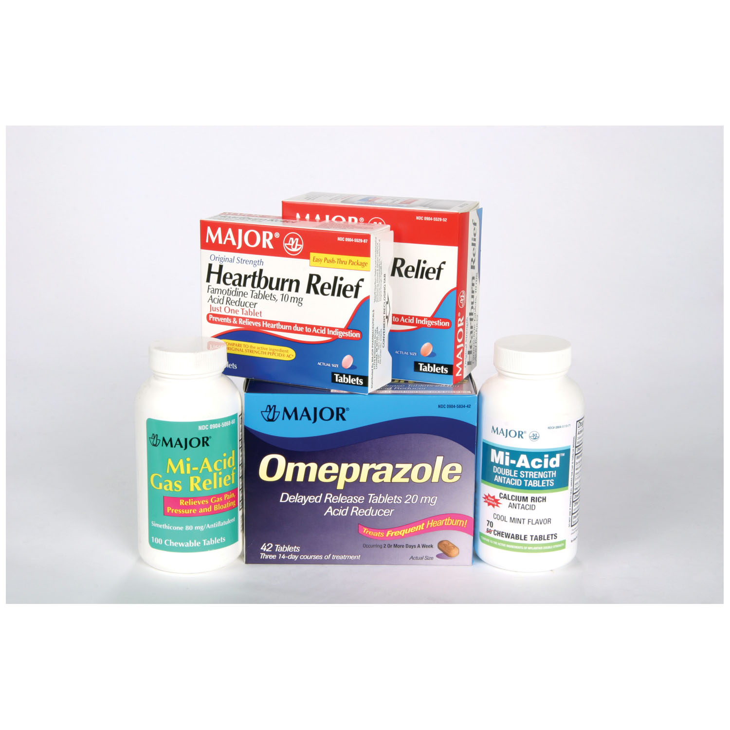 MAJOR ANTACID TABLETS & CAPSULES Heartburn Relief, Tablets, 30s, Compare to Pepcid AC®, NDC# 00904-5529-87 (US Only) Major Pharmaceuticals 249045