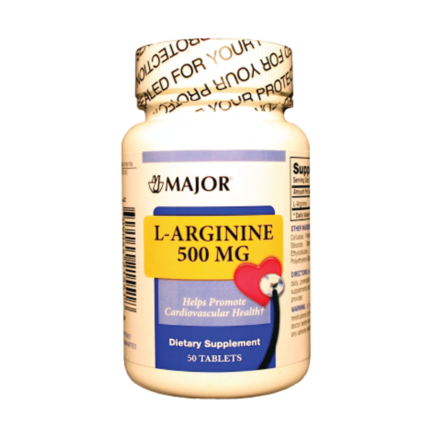 MAJOR DIETARY SUPPLEMENT L-Arginine, 500mg, Tablets, 50s, 24/cs, NDC# 00904-4215-51 (US Only) Major Pharmaceuticals 700142