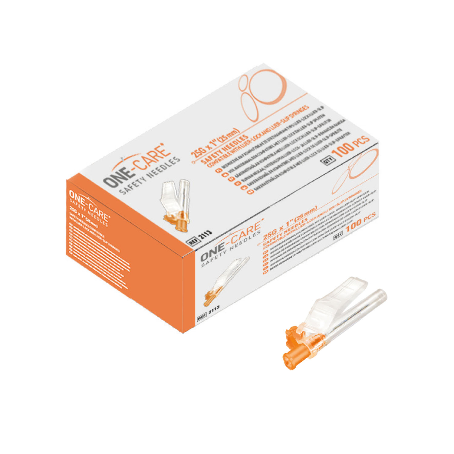MEDIVENA ONE-CARE® SYRINGE AND SAFETY NEEDLES Safety Needles, 25Gx1’’ (25mm), 100/bx MediVena 2113