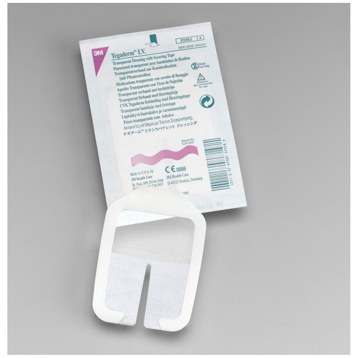 SOLVENTUM TEGADERM™ IV TRANSPARENT FILM DRESSING WITH BORDER IV Transparent Dressing, 2¾" x 3¼", 100/bx 4 bx/cs (Continental US+HI Only) Solventum Corporation 1633