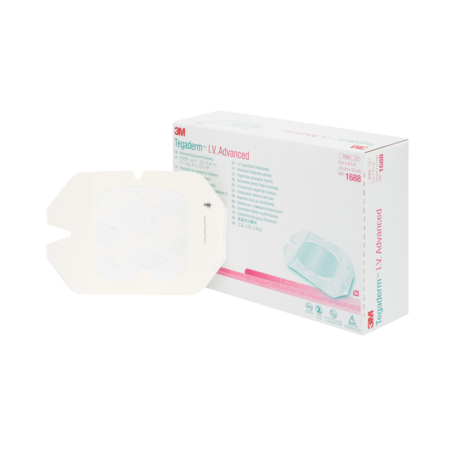 SOLVENTUM TEGADERM™ IV ADVANCED SECUREMENT DRESSING IV Advanced Dressing, 4" x 4¾", 50/bx, 4 bx/cs (Continental US+HI Only) Solventum Corporation 1688