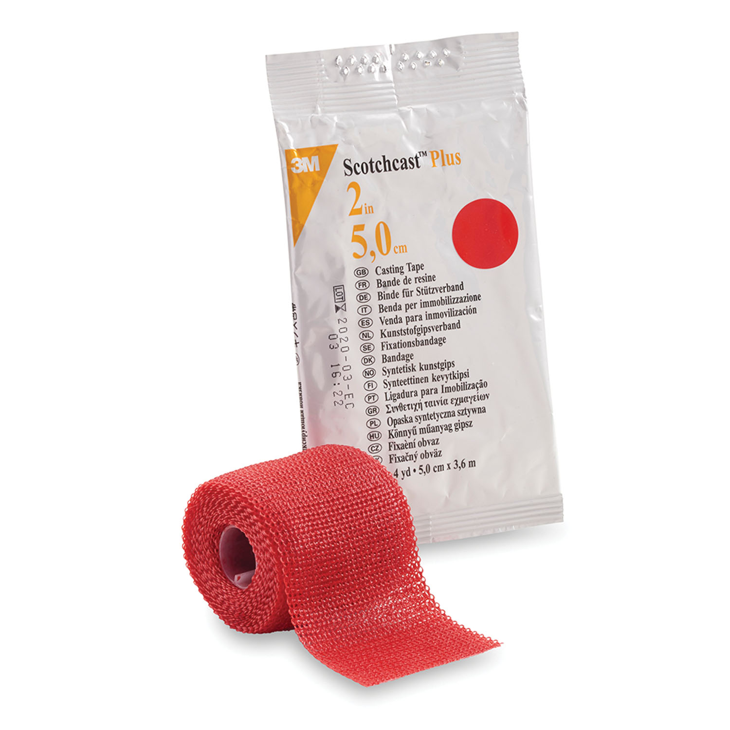 SOLVENTUM SCOTCHCAST™ PLUS CASTING TAPE Plus Casting Tape, 2" x 4 yds, Red, 10/cs (Continental US+HI Only) Solventum Corporation 82002R