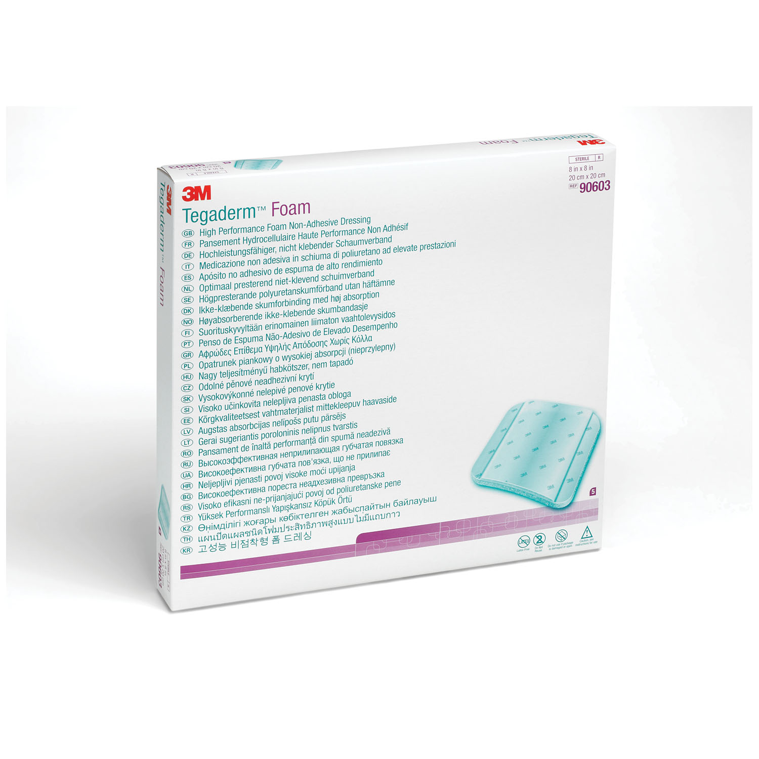 SOLVENTUM TEGADERM™ FOAM DRESSING - NONADHESIVE Non-Adhesive Foam Dressing, 8" x 8", 5/bx, 6 bx/cs (Continental US+HI Only) Solventum Corporation 90603