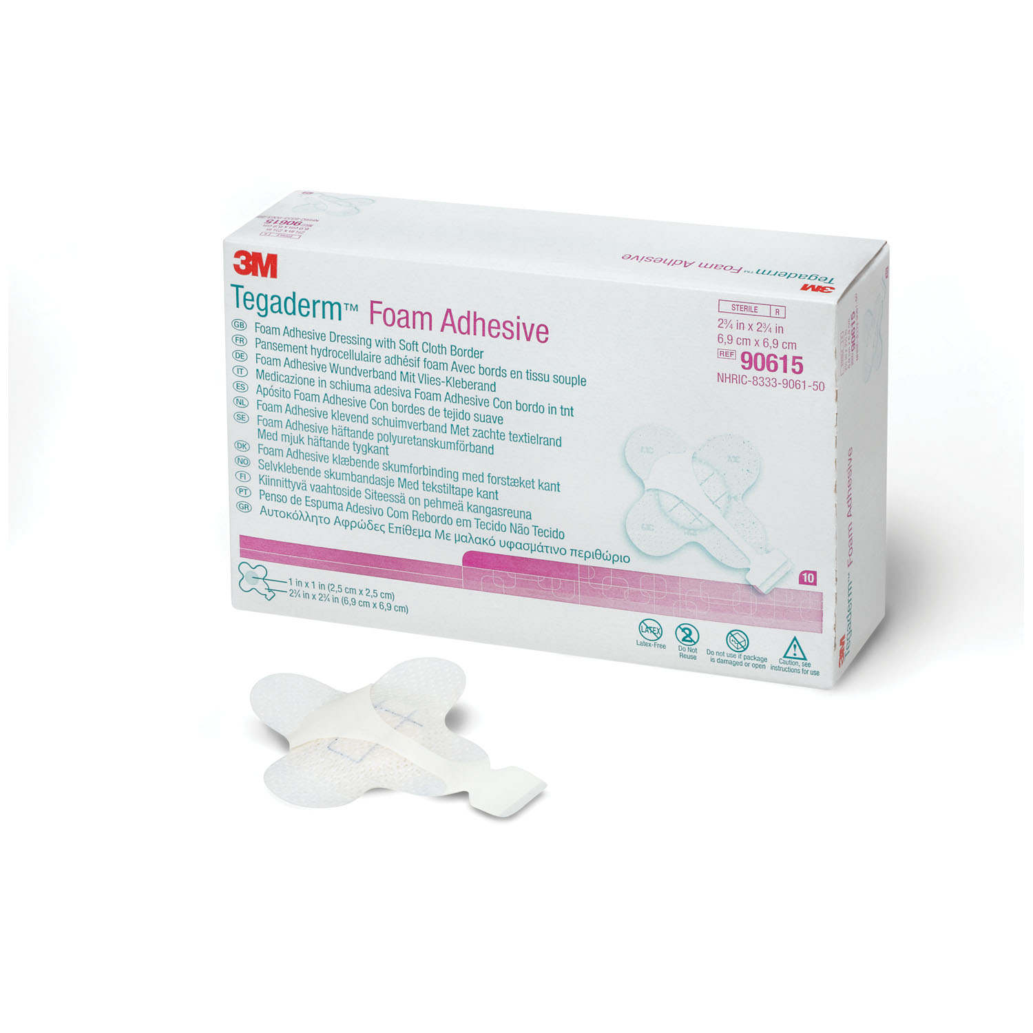 SOLVENTUM TEGADERM™ FOAM ADHESIVE DRESSING Foam Adhesive Dressing, Mini Wrap, 2 ¾" x 2 ¾", 10/bx, 4 bx/cs (Continental US+HI Only) Solventum Corporation 90615