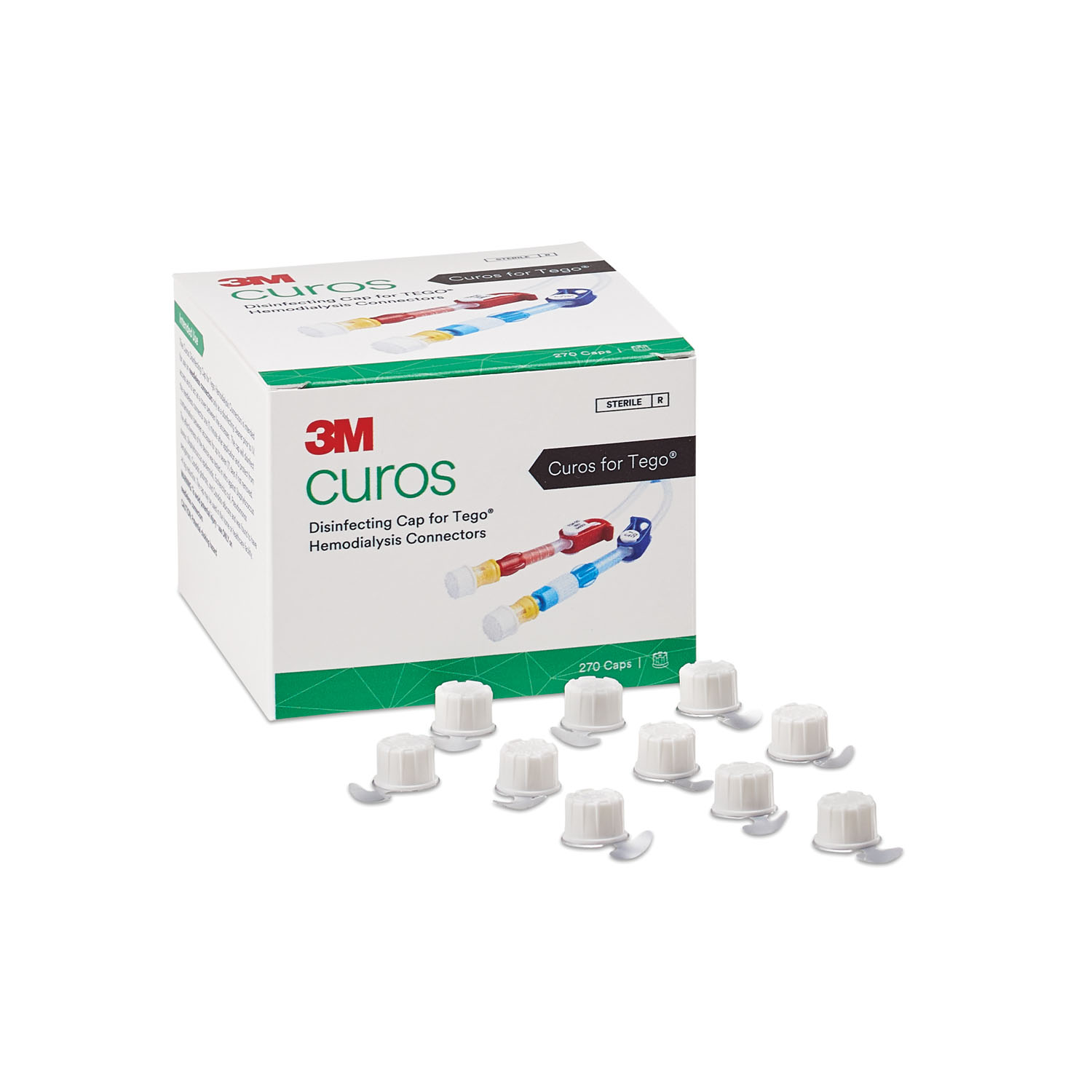 SOLVENTUM CUROS® FOR TEGO® Port Protector, for the Tego® Needlefree Hemodialysis Connector, White, 270/bx, 8 bx/cs (Continental US+HI Only) Solventum Corporation CTG1-270