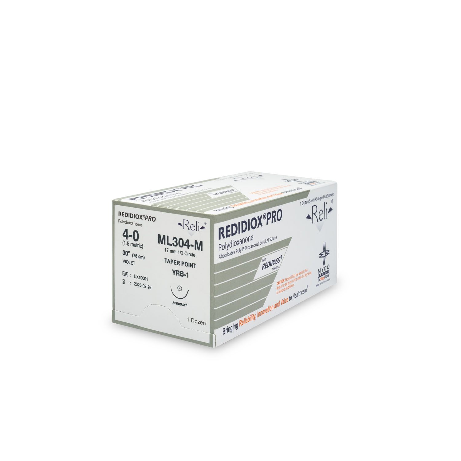 MYCO RELI® PRO SUTURE Suture, 4-0, Redidiox, Violet, Monofilament, 30", YRB-1, 12/bx (US Only) Myco Medical ML304-M
