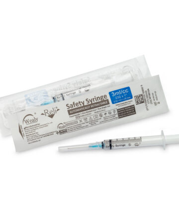 MYCO RELI® WEALY® SAFETY SYRINGES Safety Syringe with Needle, 3 mL, 23G x 1", Sterile, Deep Blue, 100/bx (Rx) (Item is considered HAZMAT and cannot ship via Air or to AK, GU, HI, MP, PR, VI) (Item is Non-Returnable & Non-Refundable) (Available for Sale in US & Canada) Myco Medical SS3ML23G101