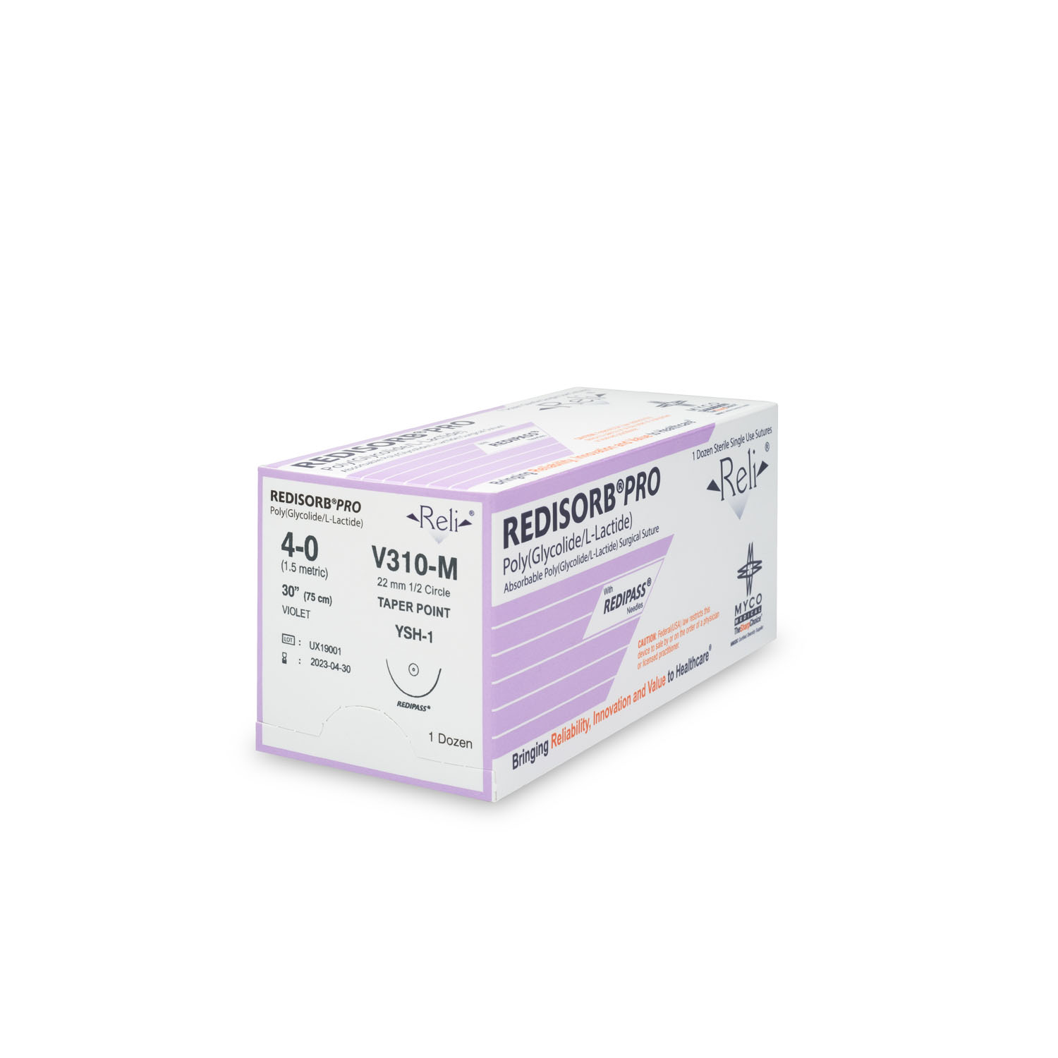 MYCO RELI® PRO SUTURE Suture, 4-0, Redisorb, Violet, Braided, 30", YSH-1, 12/bx (US Only) Myco Medical V310-M