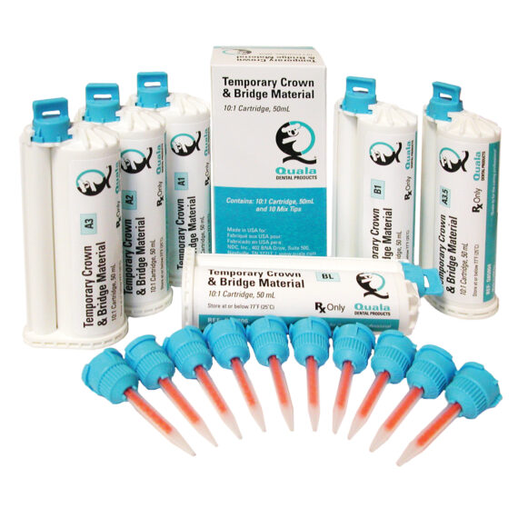 QUALA TEMPORARY CROWN & BRIDGE MATERIAL Shade A3.5, 10:1 ratio, 50 mL cartridge + 10 tips/bx (Not Available for Sale into Canada) Quala Q85804