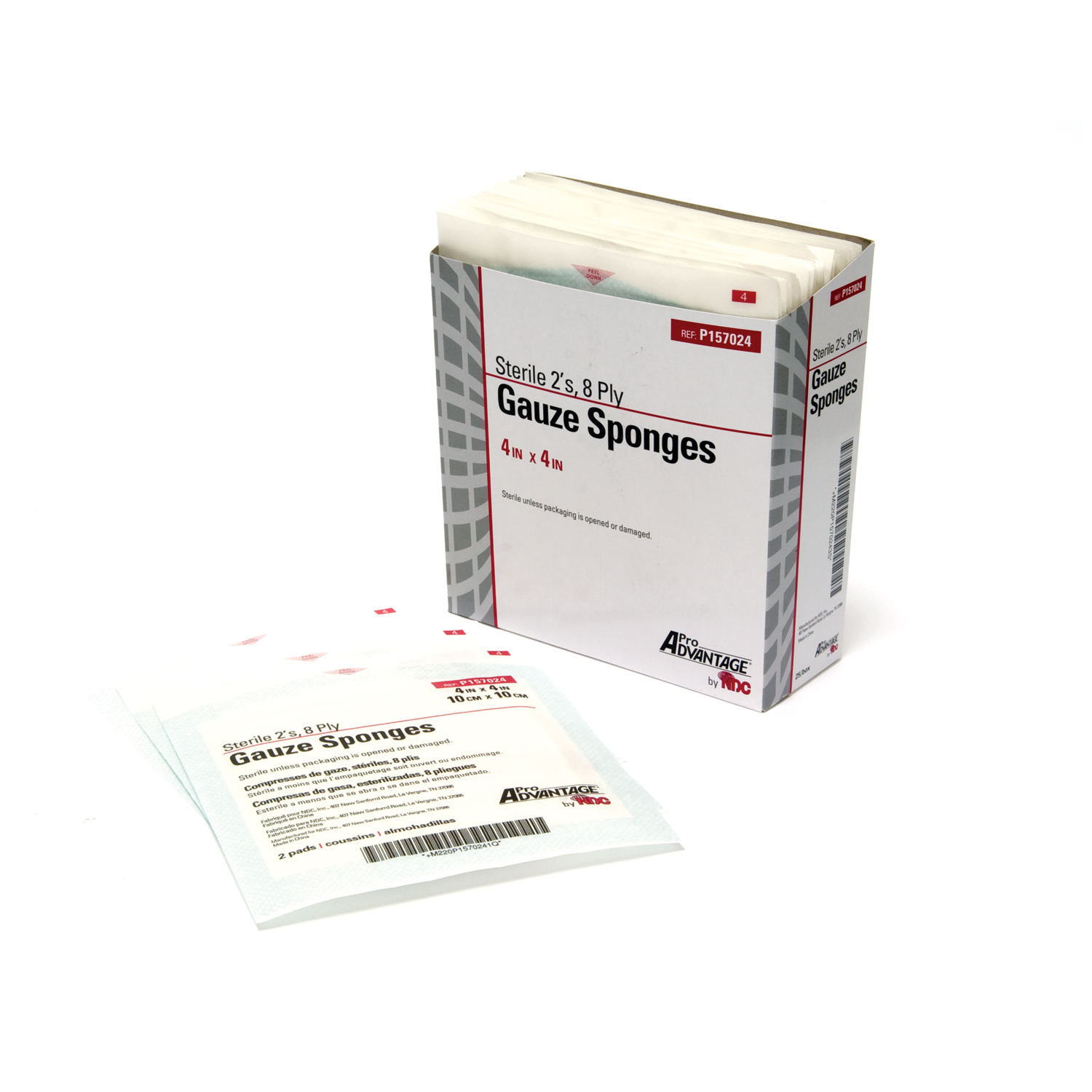 PRO ADVANTAGE® GAUZE SPONGES - STERILE Gauze Sponge, 2s, 4" x 4", 8-Ply, Sterile, 25/tray, 24 tray/cs (40 cs/plt) Pro Advantage P157024