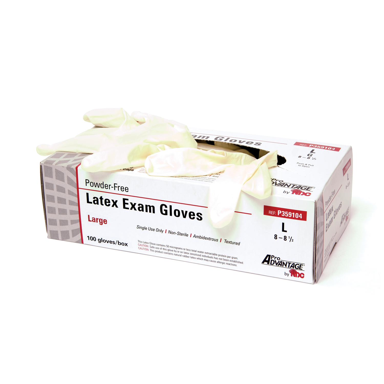 PRO ADVANTAGE® LATEX POWDER-FREE EXAM GLOVES Latex Exam Glove, Powder Free (PF), X-Large, 100/bx, 10 bx/cs (75 cs/plt) Pro Advantage P359105