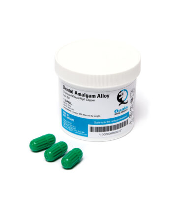 QUALA DENTAL AMALGAM ALLOY 1 Spill 400mg, Fast Set, Green cap/body, 50/jar (Not Available for Sale in Canada) (Item is considered HAZMAT and cannot ship via Air or to AK, GU, HI, MP, PR, VI) (WARNING: Contains Mercury. Can cause birth defects and other reproductive harm. www.P65Warnings.ca.gov) Quala Q055022