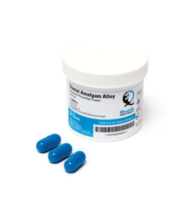 QUALA DENTAL AMALGAM ALLOY 2 Spill 600mg, Fast Set, Blue cap/body, 50/jar (Not Available for Sale in Canada) (Item is considered HAZMAT and cannot ship via Air or to AK, GU, HI, MP, PR, VI) (WARNING: Contains Mercury. Can cause birth defects and other reproductive harm. www.P65Warnings.ca.gov) Quala Q055026
