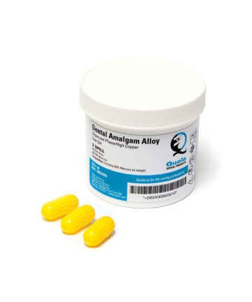 QUALA DENTAL AMALGAM ALLOY 3 Spill 800mg, Fast Set, Yellow cap/body, 50/jar (Not Available for Sale in Canada) (Item is considered HAZMAT and cannot ship via Air or to AK, GU, HI, MP, PR, VI) (WARNING: Contains Mercury. Can cause birth defects and other reproductive harm. www.P65Warnings.ca.gov) Quala Q055030