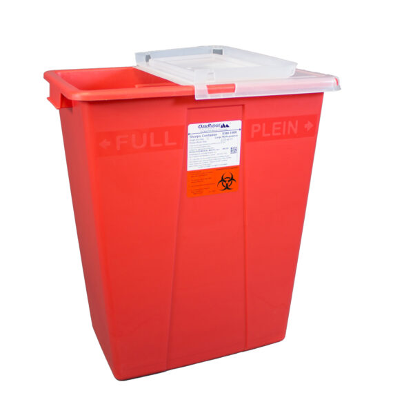 OAK RIDGE SHARPS CONTAINER Sharps Container, 8 Gallon, Red Base/ Translucent Rotary Lid, 10/cs Oak Ridge Products 0380-150R