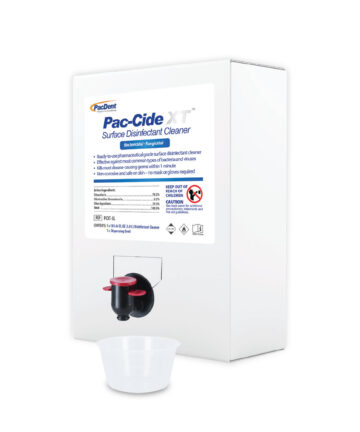 PACDENT PAC-CIDE XT™ SURFACE DISINFECTANT SOLUTION Pac-Cide XT Surface Disinfectant Solution, 101.44 fl. oz. (3 L), 1 Dispensing Bowl, 10pk/cs (US Only) (Item is considered HAZMAT and cannot ship via Air or to AK, GU, HI, MP, PR, VI) PacDent Endo PCXT-3L