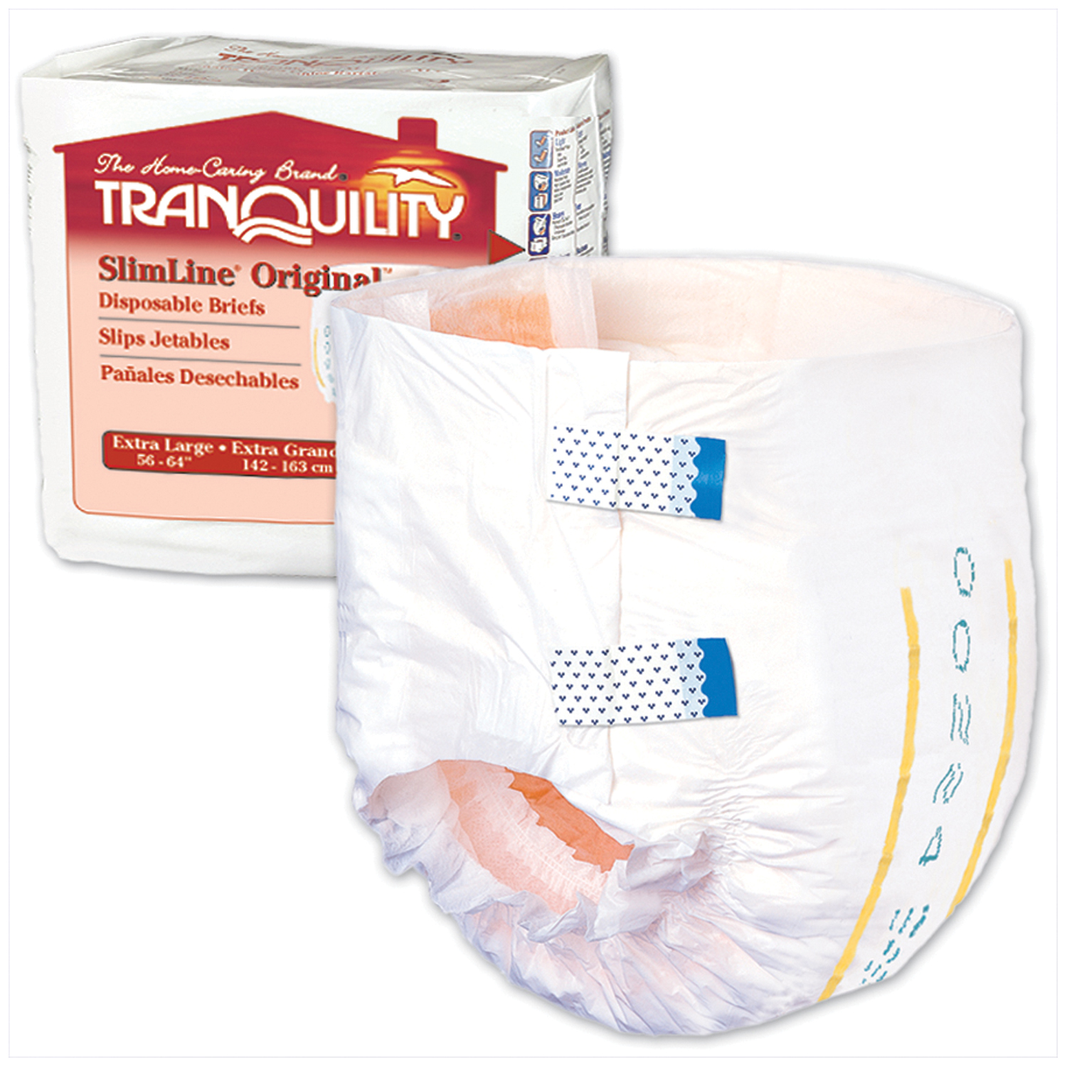 PRINCIPLE BUSINESS TRANQUILITY® SLIMLINE® DISPOSABLE BRIEFS Brief, X-Large Adult, 56" to 64", 23.7 fl oz Capacity, 12/pk, 6 pk/cs (US Only) Principle Business Enterprises 2134