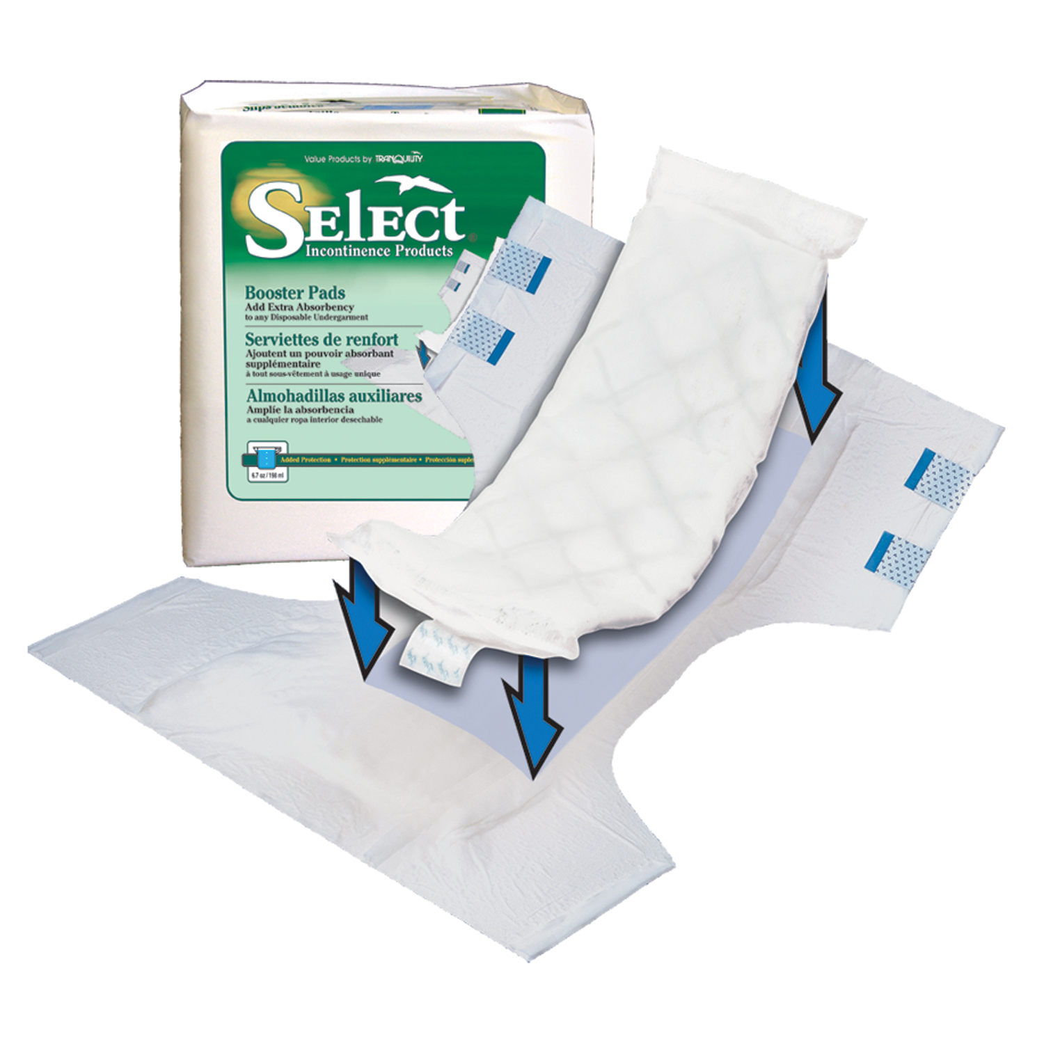 PRINCIPLE BUSINESS SELECT® BOOSTER PAD Booster Pad, 12" x 4¼", Capacity 6.7 fl oz, 25/bg, 8 bg/cs (US Only) Principle Business Enterprises 2760