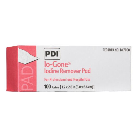 PDI IO-GONE® IODINE REMOVER PAD IO-GONE®Iodine Remover Pad, 1/pk, 100 pk/bx, 10 bx/cs (136 cs/plt) (US Only) (Products cannot be sold on Amazon.com or any other 3rd party site) PDI - Professional Disposables, Intl. B47000