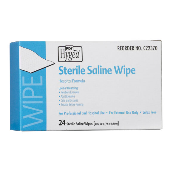 PDI HYGEA® STERILE SALINE WIPE Sterile Saline Wipe, 6" x 4", 24 pk/bx, 24 bx/cs (92 cs/plt) (US Only) (Products cannot be sold on Amazon.com or any other 3rd party site) PDI - Professional Disposables, Intl. C22370