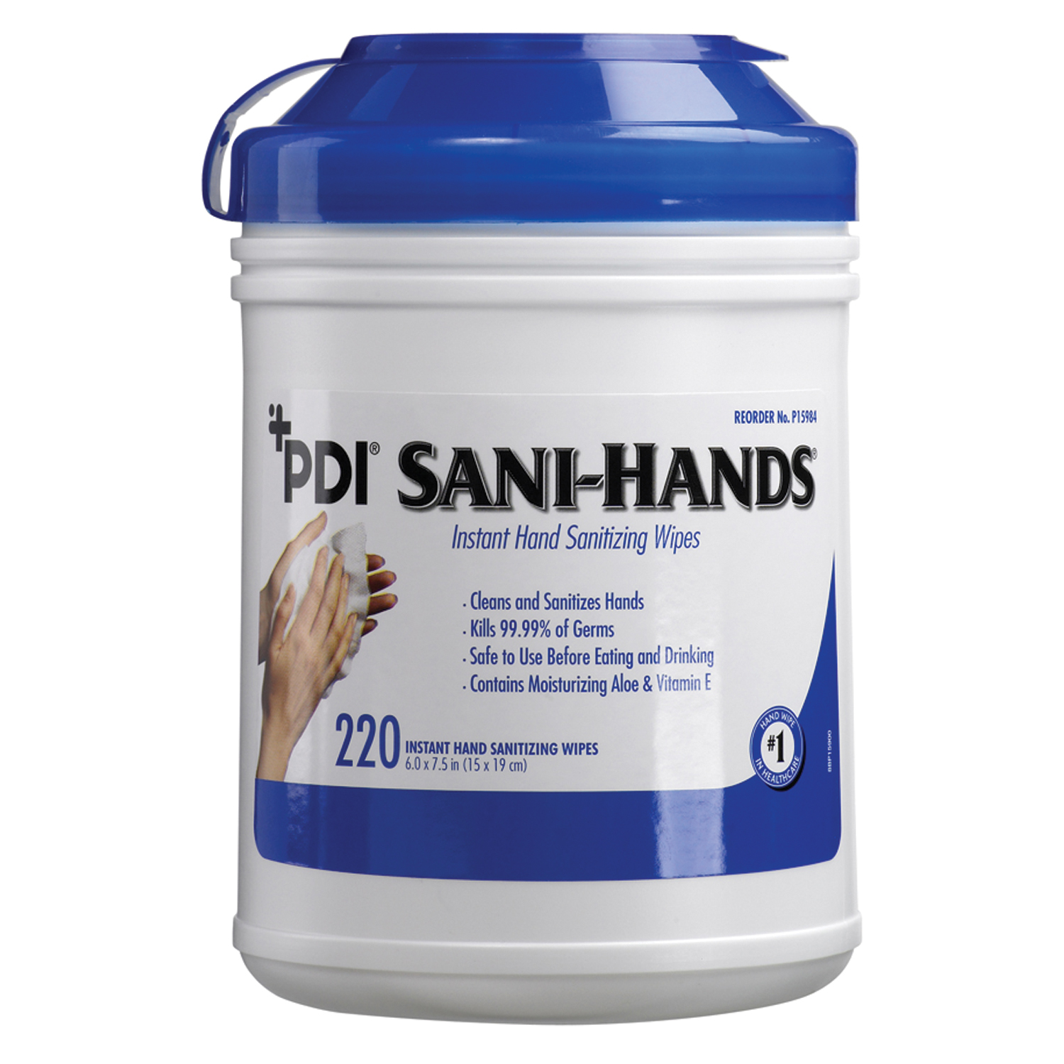 PDI SANI-HANDS® INSTANT HAND SANITIZING WIPES Instant Hand Sanitizing Wipe, Large, 6" x 7½", 220/can, 6 can/cs (50 cs/plt) (US Only) (Item is considered HAZMAT and cannot ship via Air or to AK, GU, HI, MP, PR, VI) (Products cannot be sold on Amazon.com or any other 3rd party site) PDI - Professional Disposables, Intl. P15984