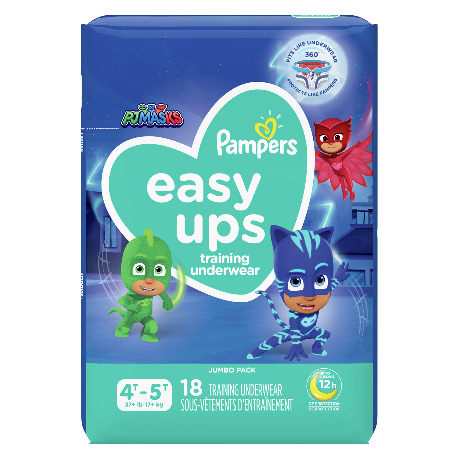 P&G DISTRUBUTING PAMPERS EASY UPS Pampers Easy Ups Training Underwear, Pull On, Boys, Size 6, 4T-5T, 18/pk, 4pk/cs Procter & Gamble Distributing LLC 3700076622