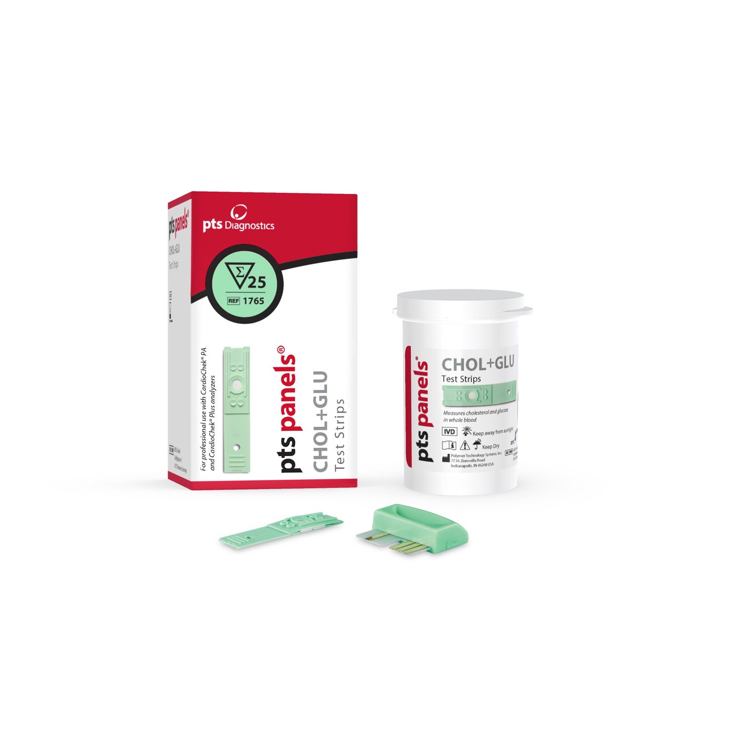PTS DIAGNOSTICS CARDIOCHEK™ TEST STRIPS Cholesterol Plus Glucose Panel (For CardioChek PA Analyzers Only), CLIA Waived, 25 tst/bx (Distributor Agreement Required - See Manufacturer Details Page) (Not Available For Sale into Canada) PTS Diagnostics 1765