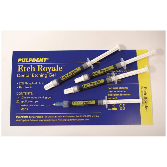 PULPDENT ETCH-ROYALE™ DENTAL ETCHING GEL Etch-Royale Jumbo Refill Contains: 2 x 25mL (64gm) Syringes (Item is considered HAZMAT and cannot ship via Air or to AK, GU, HI, MP, PR, VI) Pulpdent ER50R