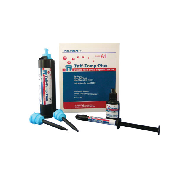 PULPDENT TUFF-TEMP™ PLUS PROVISIONAL VENEER, CROWN & BRIDGE RESIN Resin, 5mL Automix Syringe, 8 Automix Tips, 3mL Glaze, Shade A1 Pulpdent TTP5A1