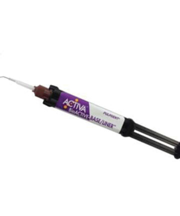 PULPDENT ACTIVA™ BIOACTIVE PRODUCTS ACTIVA BioACTIVE Base/ Liner Single Pack. Contains: (2) 5mL Syringes + 40 Automix Tips with Bendable 20g Metal Cannula Pulpdent VB2