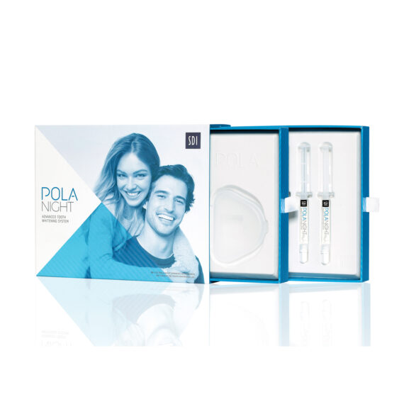 SDI POLA DAY + POLA NIGHT TAKE HOME TOOTH WHITENING SYSTEMS Pola Night 10 Syringe Kit, 10% Carbamide Peroxide, Contains: 10 x 1.3g Pola Night Syringes, 2 Tray Material, 1 Tray Case, Tips, Accessories (3rd Party Reselling is Restricted) (Not Available For Sale into Canada) (For resale to Healthcare Professionals only. Products cannot be sold direct to the public, to retail stores or online retailers such as Amazon, Walmart, eBay, Alibaba, etc.) Southern Dental Industries 7700107