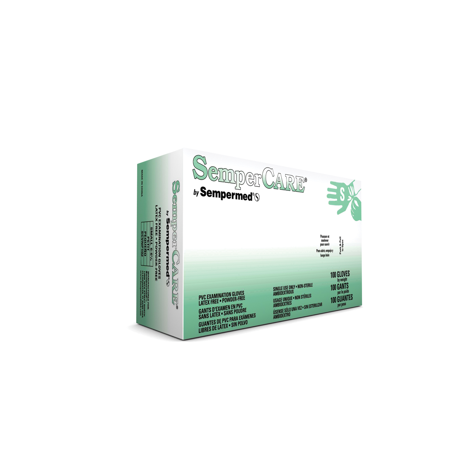 HARPS USA SEMPERCARE® VINYL GLOVE Exam Glove, Vinyl, Smooth, Small, Powder Free (PF), Beaded Cuff, Ambidextrous, 100/bx, 10 bx/cs (60 cs/plt) Sempermed USA SCVNP102