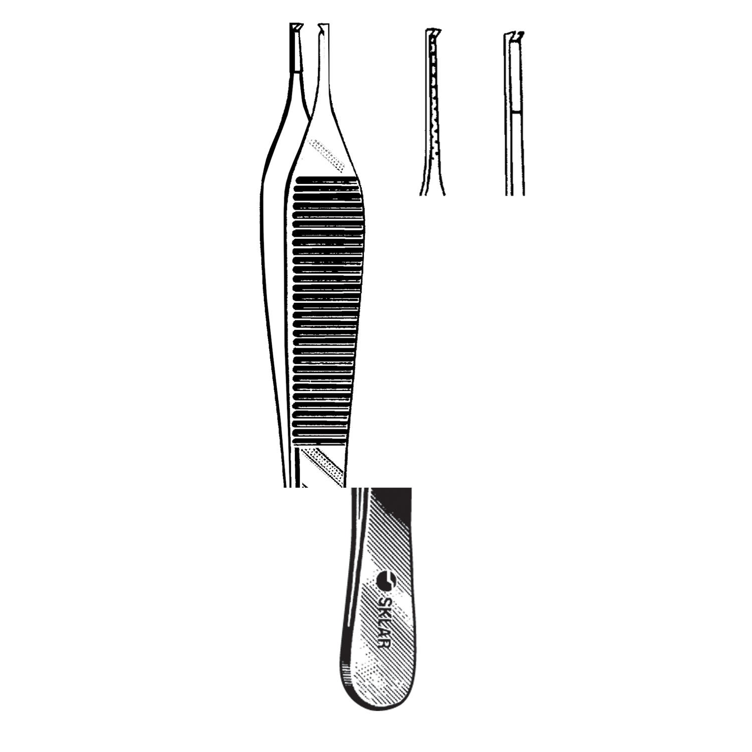 SKLAR REUSEABLE SURGICAL INSTRUMENTS Adson Tissue Forceps, Serrated,1X2 Teeth, 4.75" (DROP SHIP ONLY) Sklar Instruments 50-3048