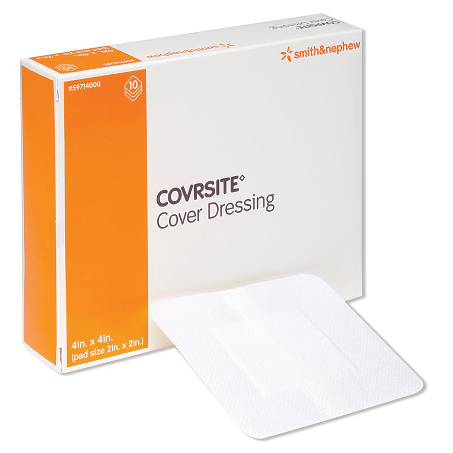 SMITH & NEPHEW COVRSITE® COVER DRESSINGS Cover Dressing, 4" x 4", 10/pkg, 10 pkg/cs (US Only) Smith & Nephew, Inc. 59714000