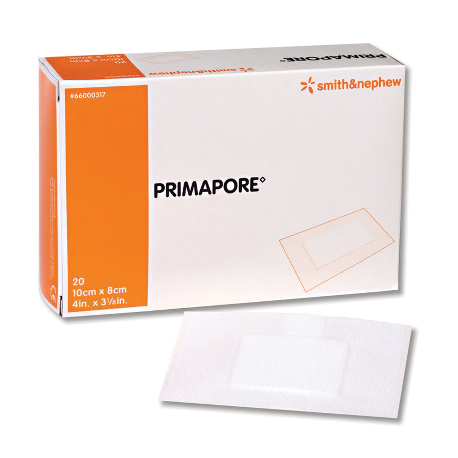 SMITH & NEPHEW PRIMAPORE™ IV ADHESIVE DRESSINGS Central IV Adhesive Dressing, 4" x 3 1/8", 20/pkg, 10 pkg/cs (US Only) Smith & Nephew, Inc. 66000317