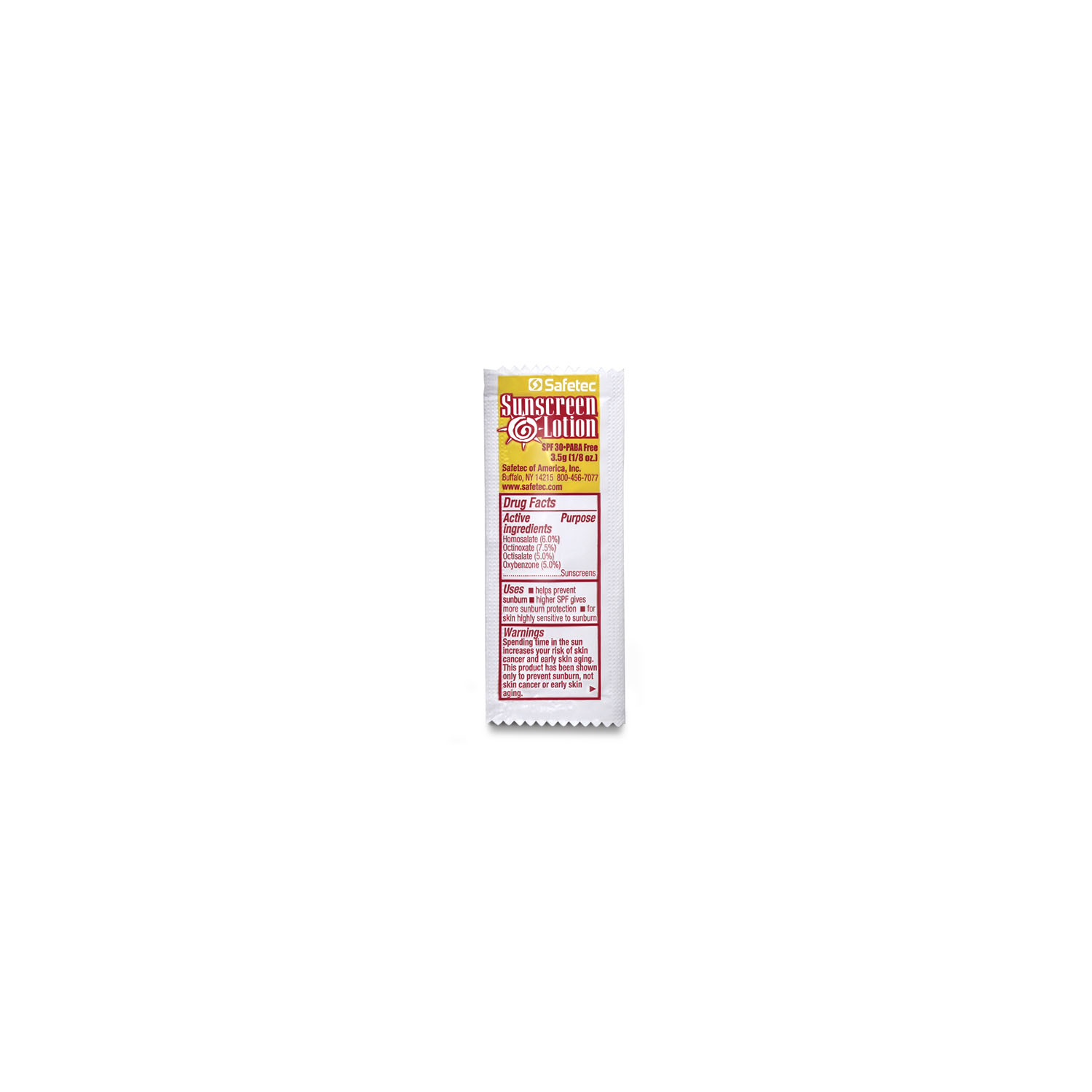 SAFETEC SUNSCREEN LOTION Sunscreen, 3.5g Pouch, Bulk. 1000 pch/cs (Not Available for Sale into Canada) Safetec of America 53706