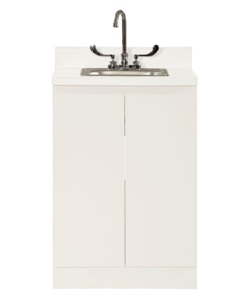 UMF MEDICAL BASE CABINET Base Cabinet, Steel, 24", with Stainless Steel Sink & Faucet,  Two (2) Doors, Quiet White (DROP SHIP ONLY) UMF Medical 6024