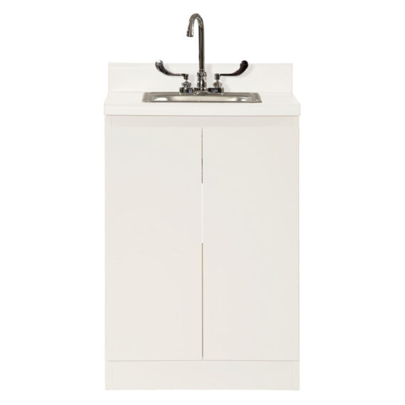 UMF MEDICAL BASE CABINET Base Cabinet, Steel, 24", with Stainless Steel Sink & Faucet,  Two (2) Doors, Quiet White (DROP SHIP ONLY) UMF Medical 6024