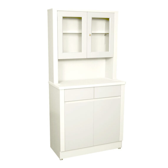 UMF MEDICAL CABINETS Treatment Cabinet, 6117 with Upper Cabinet Section, Two (2) Door, Two (2) Drawers, One (1) Shelf, 32" W x 65" H x 16.25 D, Quiet White (DROP SHIP ONLY) UMF Medical 6117