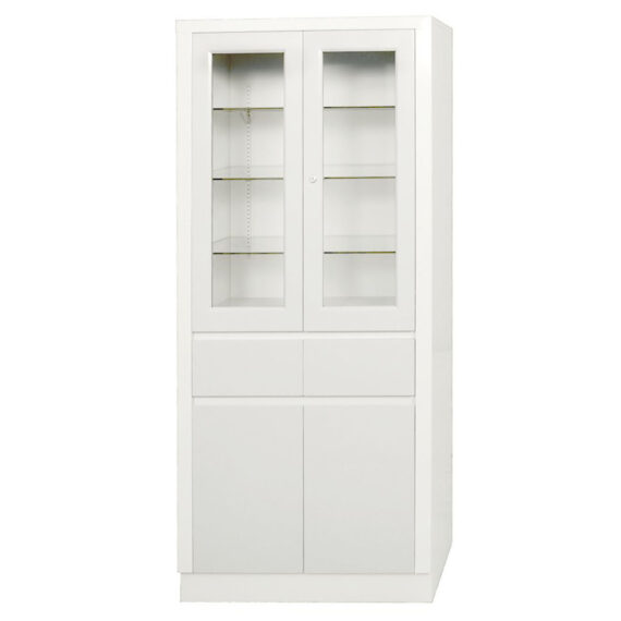 UMF MEDICAL CABINETS Storage/Supply Cabinet, 7142 with Upper Section, Two (2) doors, Two (2) drawers, 31.5"W x 67"H x 15.5"D, Quiet White (DROP SHIP ONLY) UMF Medical 7142