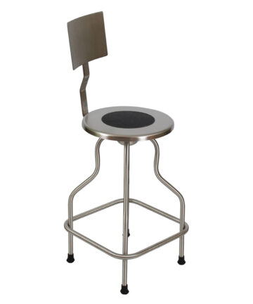 UMF MEDICAL STOOLS Revolving Stool, Stainless Steel with Back & Ring Foot Rest, Seat Height 25" - 31", Non-Corrosive Model (DROP SHIP ONLY) UMF Medical SS6700NC