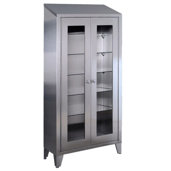 UMF MEDICAL CABINETS Instrument Cabinet,Stainless Steel, Five (5) Adjustable  Stainless Steel Shelves, Two (2) Glass Sliding Door, 36"W x 78W x 16"D (DROP SHIP ONLY) UMF Medical SS7834